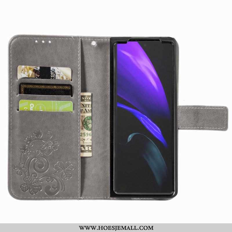 Folio-hoesje voor Samsung Galaxy Z Fold 4 Klaverblaadjes Patroon Met Riem