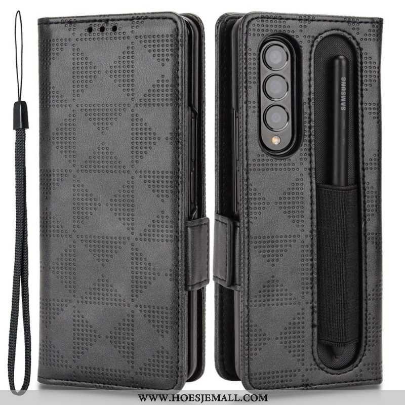 Folio-hoesje voor Samsung Galaxy Z Fold 4 Patroon Geperforeerde Driehoeken Lanyard