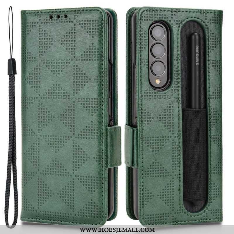 Folio-hoesje voor Samsung Galaxy Z Fold 4 Patroon Geperforeerde Driehoeken Lanyard