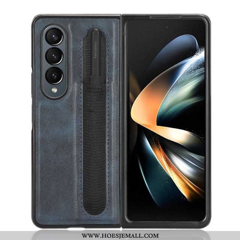 Telefoonhoesje voor Samsung Galaxy Z Fold 4 Retro Stylus Van Imitatieleer