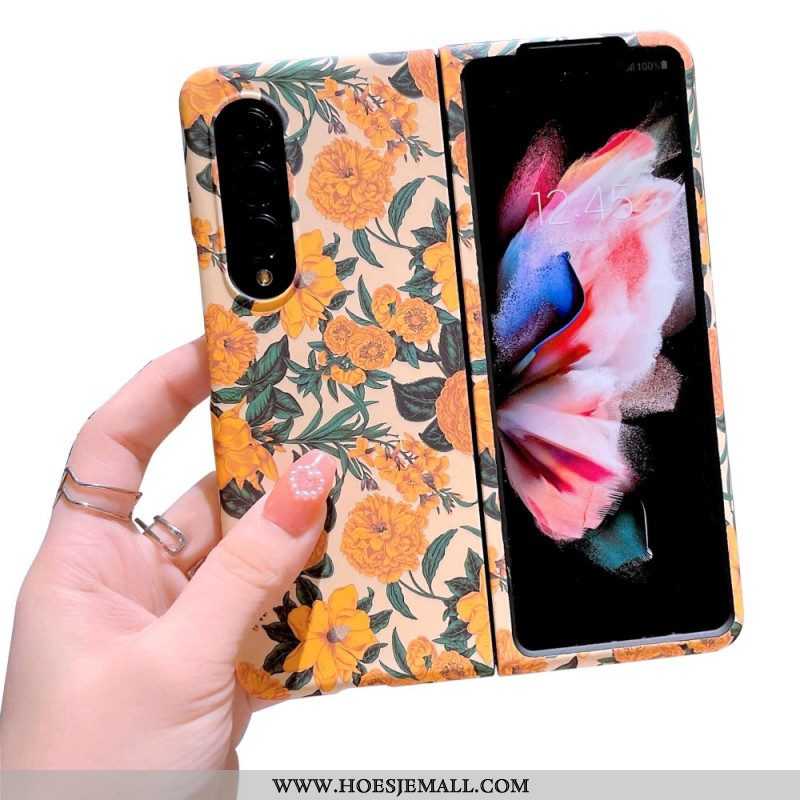 Hoesje voor Samsung Galaxy Z Fold 4 Bloemen Behang