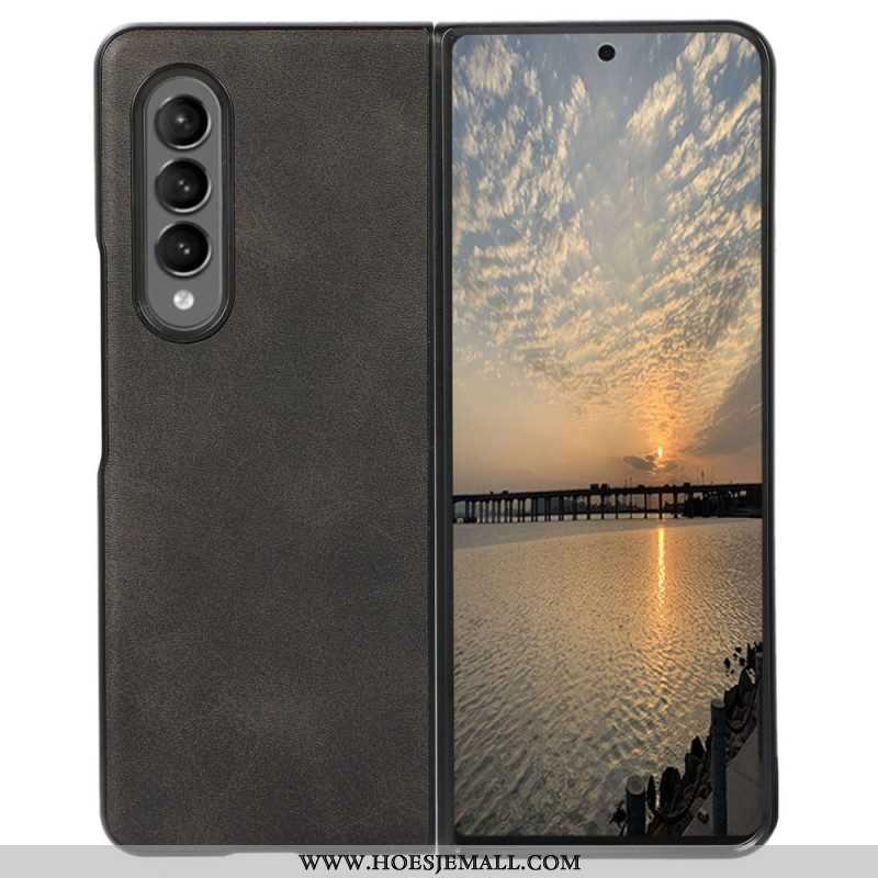 Hoesje voor Samsung Galaxy Z Fold 4 Gecoate Lederen Textuur