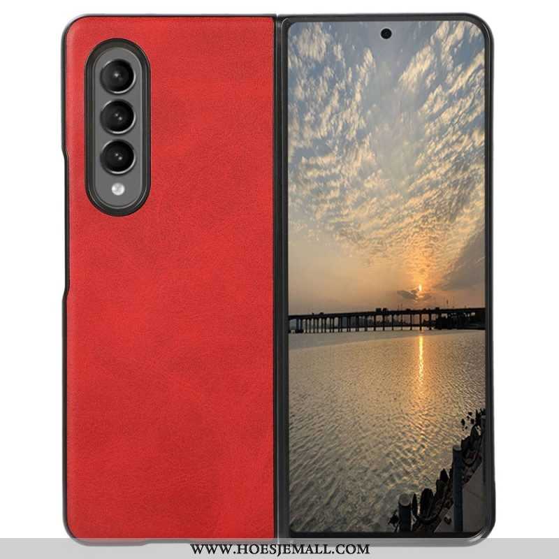 Hoesje voor Samsung Galaxy Z Fold 4 Gecoate Lederen Textuur