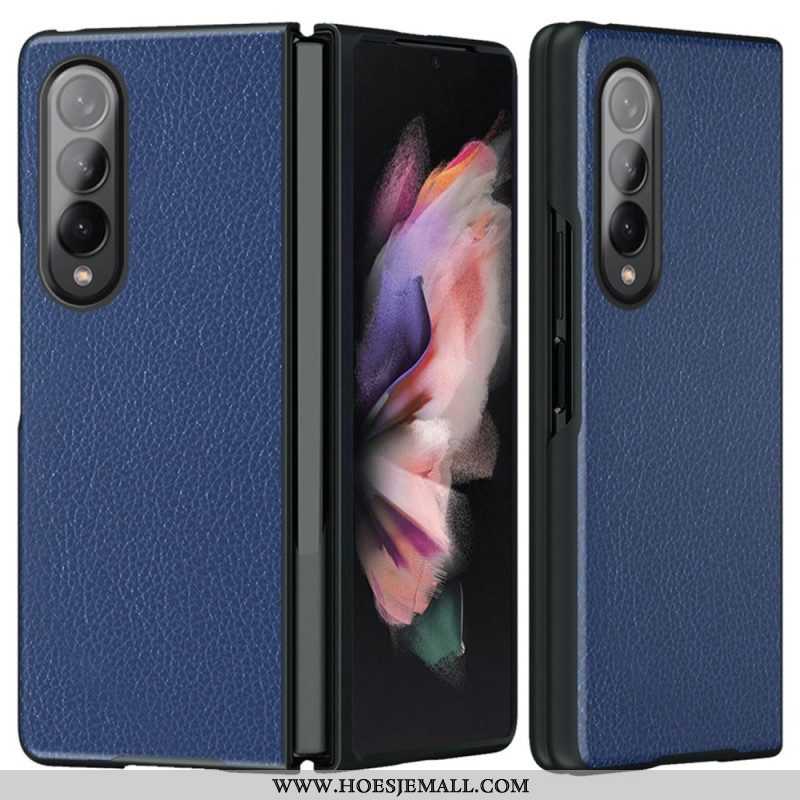 Hoesje voor Samsung Galaxy Z Fold 4 Lychee Gecoat Kunstleer