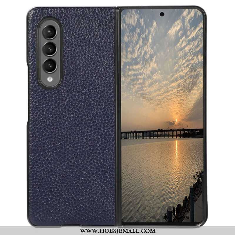 Telefoonhoesje voor Samsung Galaxy Z Fold 4 Litchi Kunstleer Vintage Effect