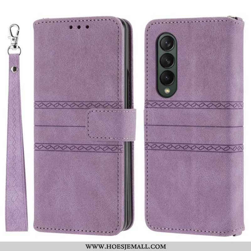 Folio-hoesje voor Samsung Galaxy Z Fold 4 Riempatroon Van Imitatieleer