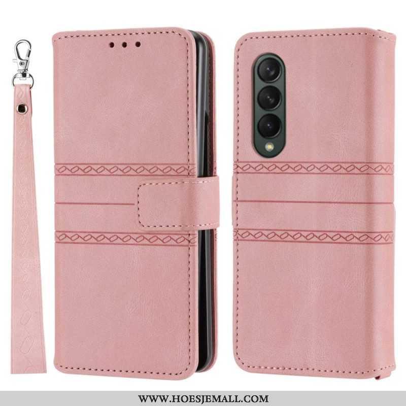 Folio-hoesje voor Samsung Galaxy Z Fold 4 Riempatroon Van Imitatieleer