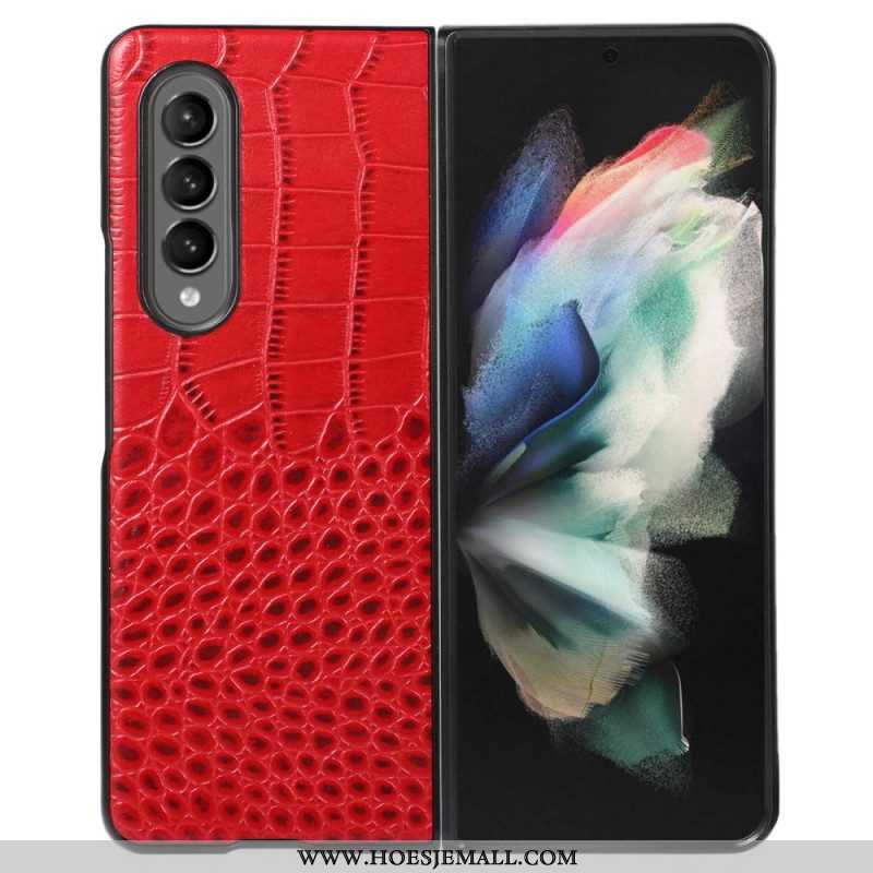 Hoesje voor Samsung Galaxy Z Fold 4 Trendy Echt Leer Met Krokodileffect