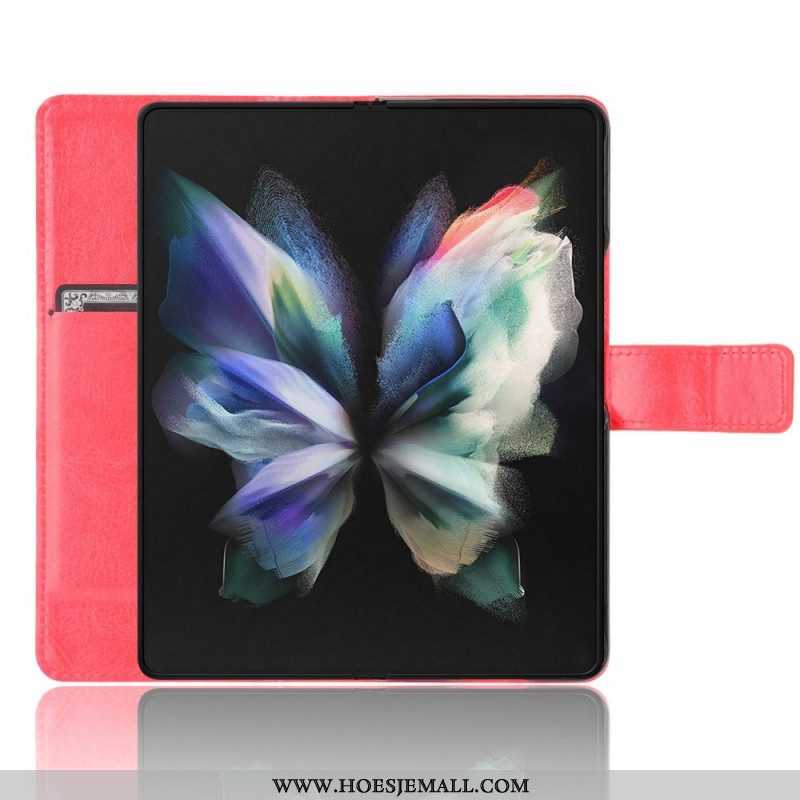 Leren Hoesje voor Samsung Galaxy Z Fold 4 Met Ketting Klassiek Glad Imitatieleer Met Bandjes