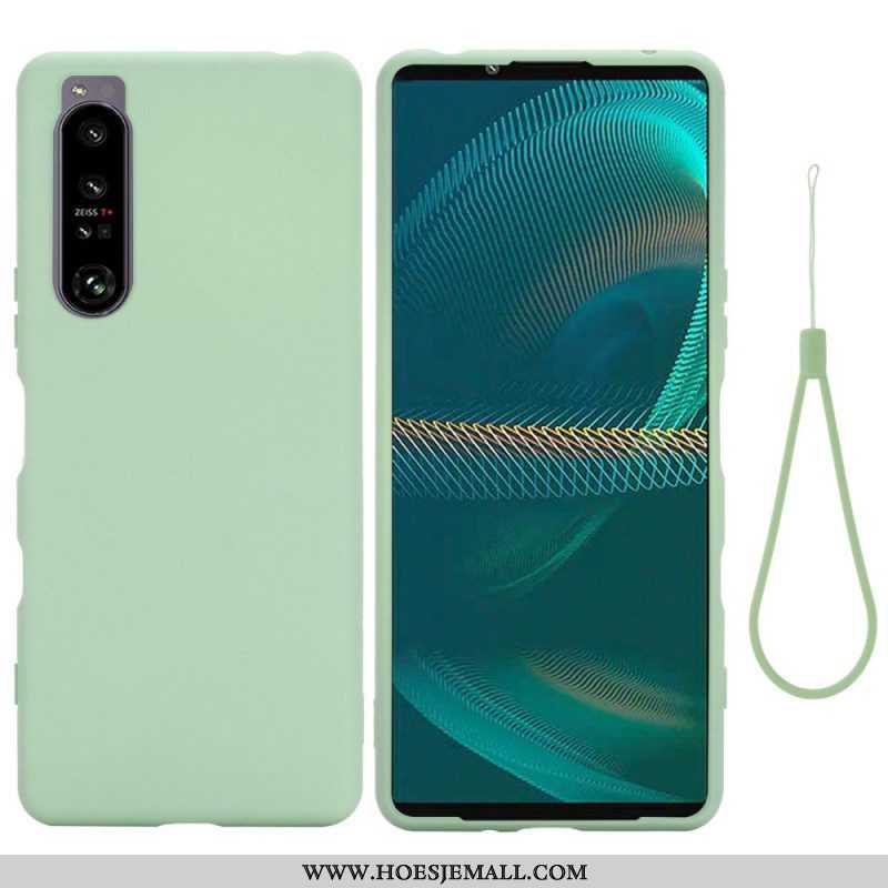 Hoesje voor Sony Xperia 1 IV Met Ketting Vloeibare Siliconen Met Bandjes