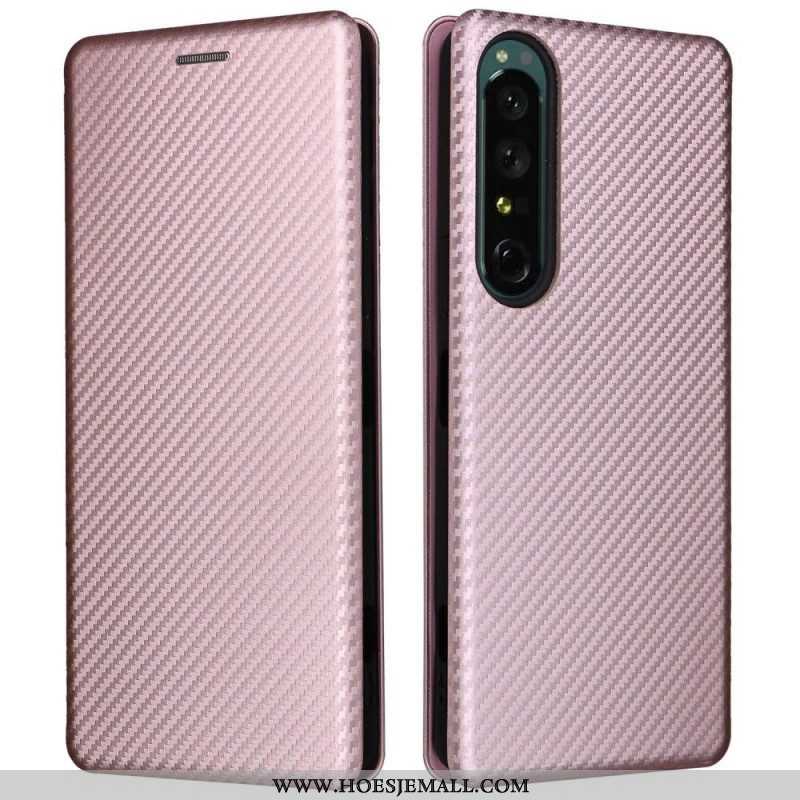 Bescherming Hoesje voor Sony Xperia 1 IV Folio-hoesje Koolstofvezel Textuur