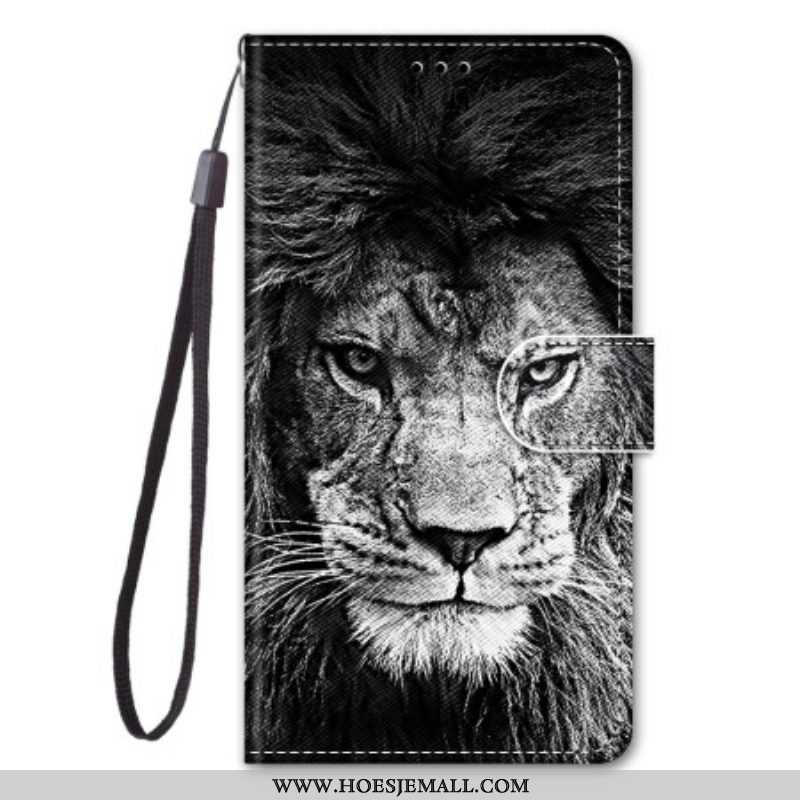 Folio-hoesje voor Sony Xperia 1 IV Met Ketting Lanyard Leeuw