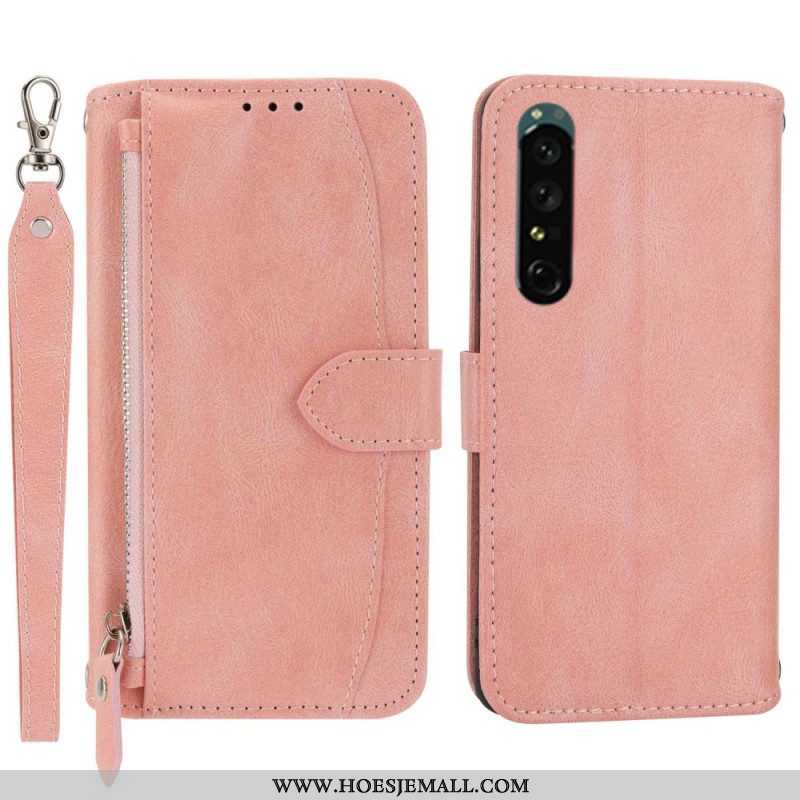 Folio-hoesje voor Sony Xperia 1 IV Portemonnee Leren Portemonnee Met Lanyard En Schouderriem