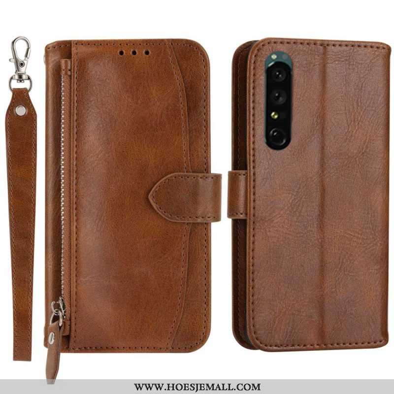 Folio-hoesje voor Sony Xperia 1 IV Portemonnee Leren Portemonnee Met Lanyard En Schouderriem