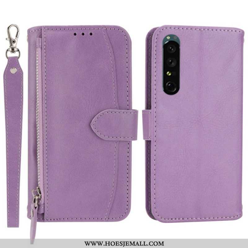 Folio-hoesje voor Sony Xperia 1 IV Portemonnee Leren Portemonnee Met Lanyard En Schouderriem