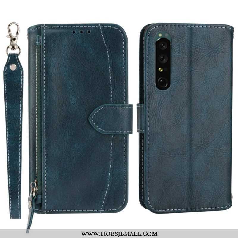 Folio-hoesje voor Sony Xperia 1 IV Portemonnee Leren Portemonnee Met Lanyard En Schouderriem