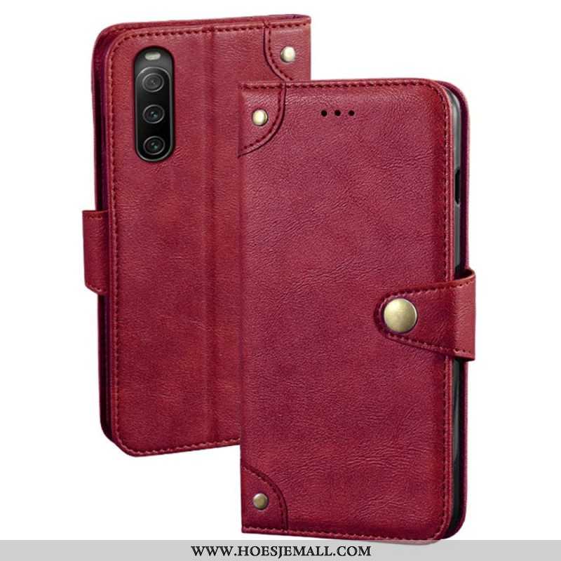 Flip Case voor Sony Xperia 10 IV Leerstijl Met Klinknagels Idewei