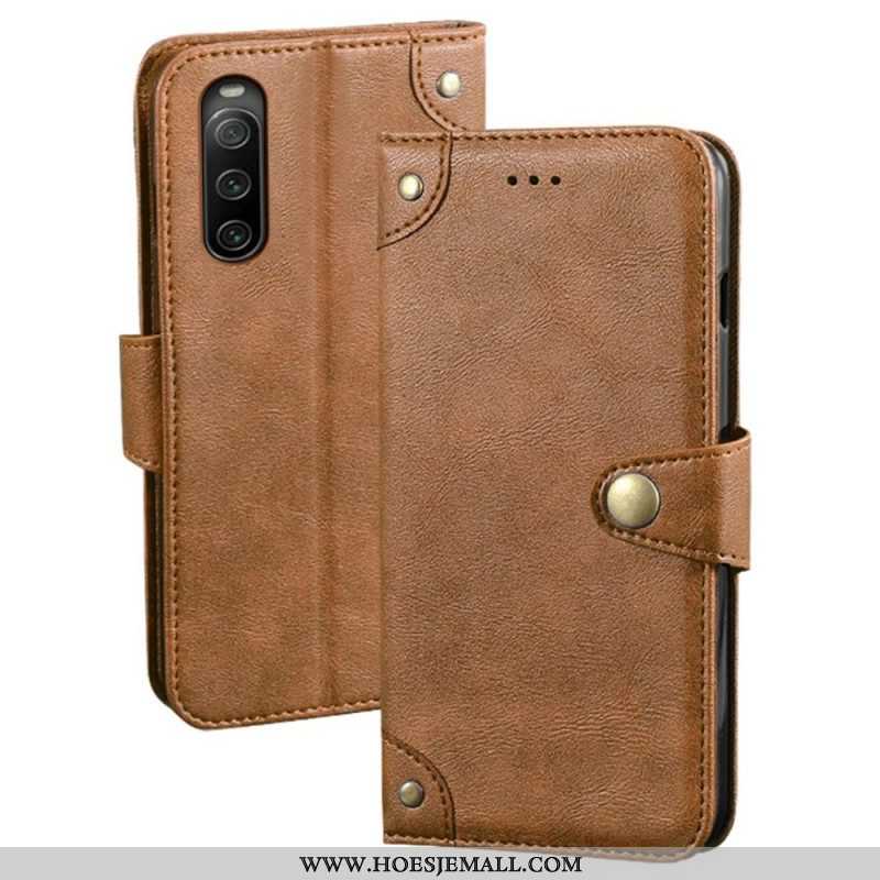 Flip Case voor Sony Xperia 10 IV Leerstijl Met Klinknagels Idewei