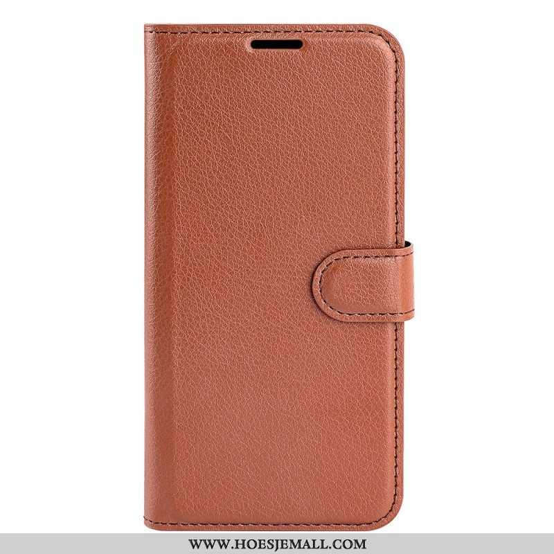 Flip Case voor Sony Xperia 10 IV Klassiek Lychee Kunstleer