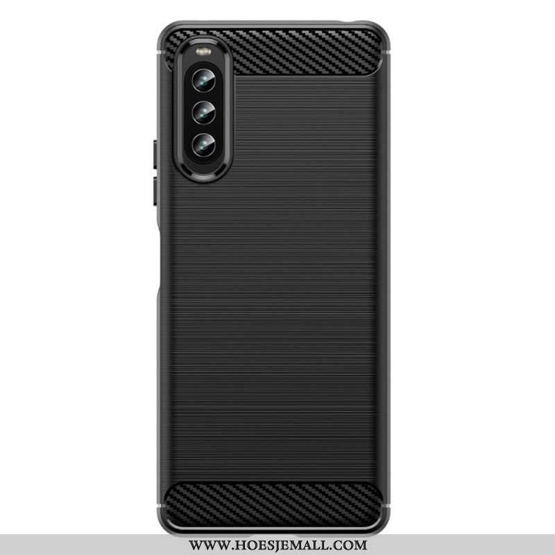 Hoesje voor Sony Xperia 10 IV Geborstelde Koolstofvezel