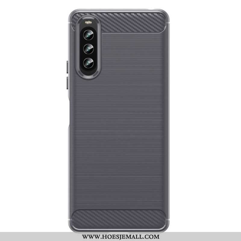 Hoesje voor Sony Xperia 10 IV Geborstelde Koolstofvezel