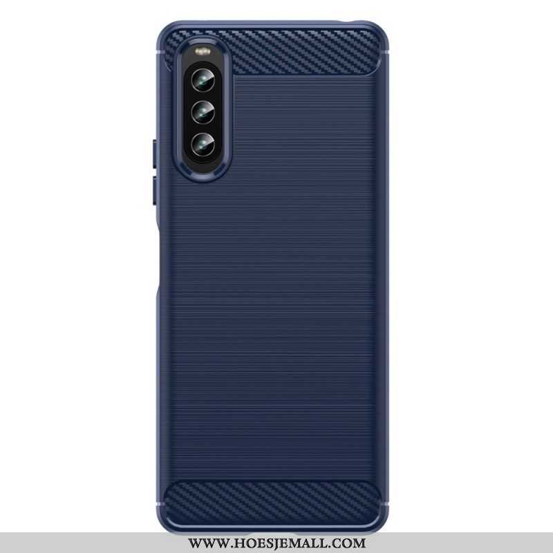 Hoesje voor Sony Xperia 10 IV Geborstelde Koolstofvezel