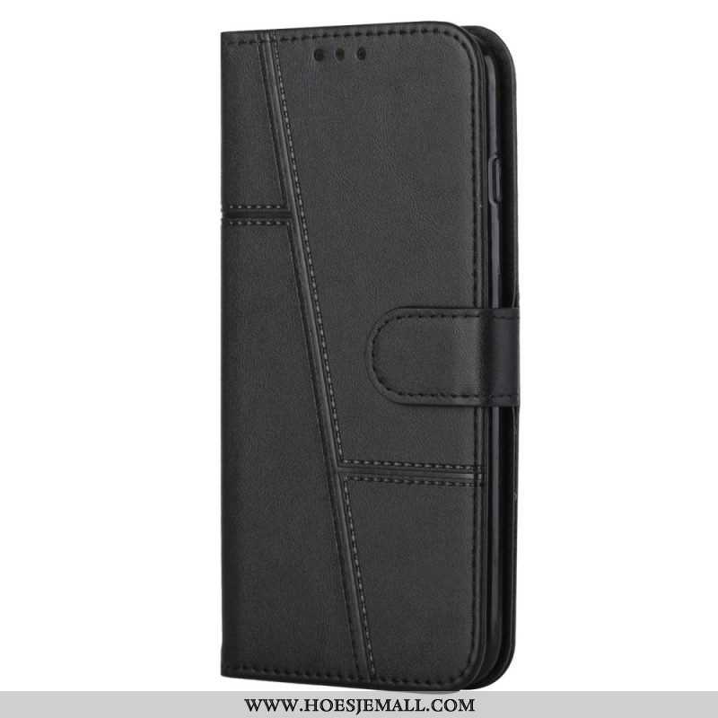 Flip Case voor Sony Xperia 10 IV Geometrische Lederen Stijl Met Riem