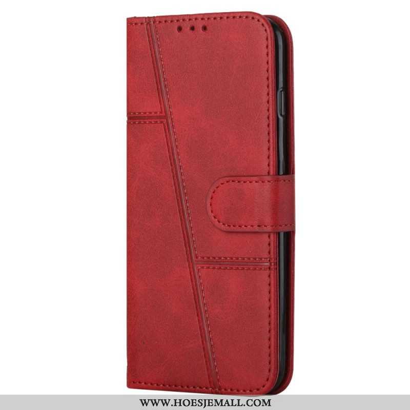 Flip Case voor Sony Xperia 10 IV Geometrische Lederen Stijl Met Riem