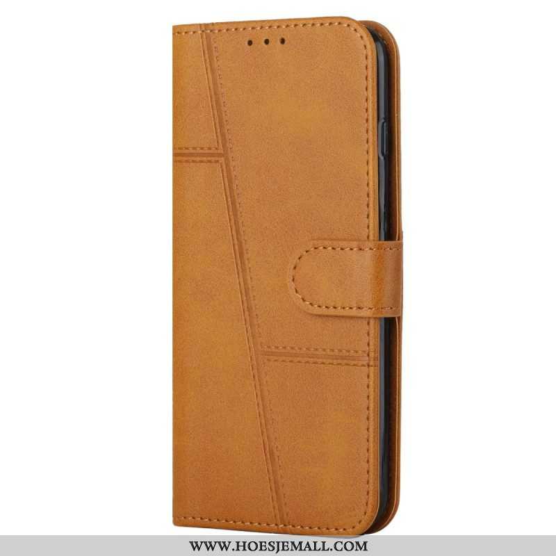 Flip Case voor Sony Xperia 10 IV Geometrische Lederen Stijl Met Riem