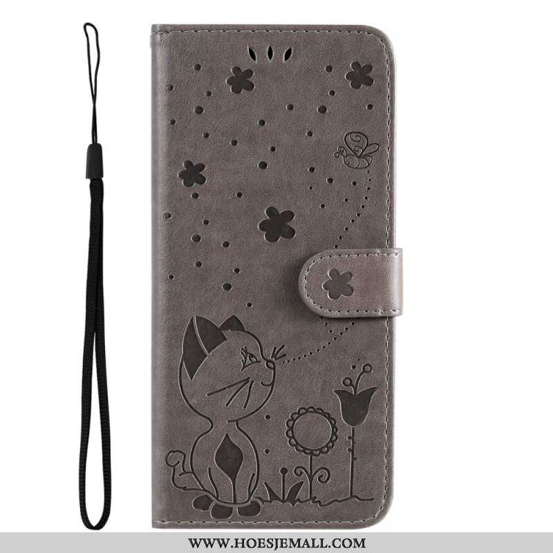 Folio-hoesje voor Sony Xperia 5 IV Met Ketting Kat En Bij Met Lanyard