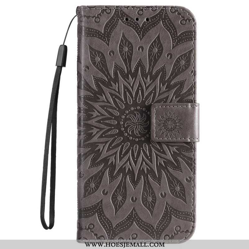 Leren Hoesje voor Sony Xperia 5 IV Mandala Zon Met Lanyard