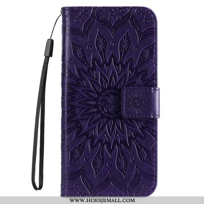 Leren Hoesje voor Sony Xperia 5 IV Mandala Zon Met Lanyard