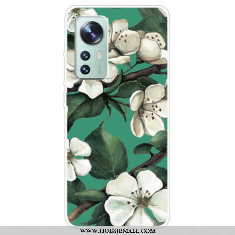 Telefoonhoesje voor Xiaomi 12 / 12X Siliconen Witte Bloemen