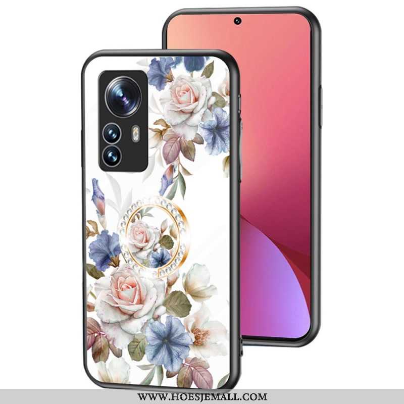 Hoesje voor Xiaomi 12 / 12X Gehard Glas Met Bloemenring