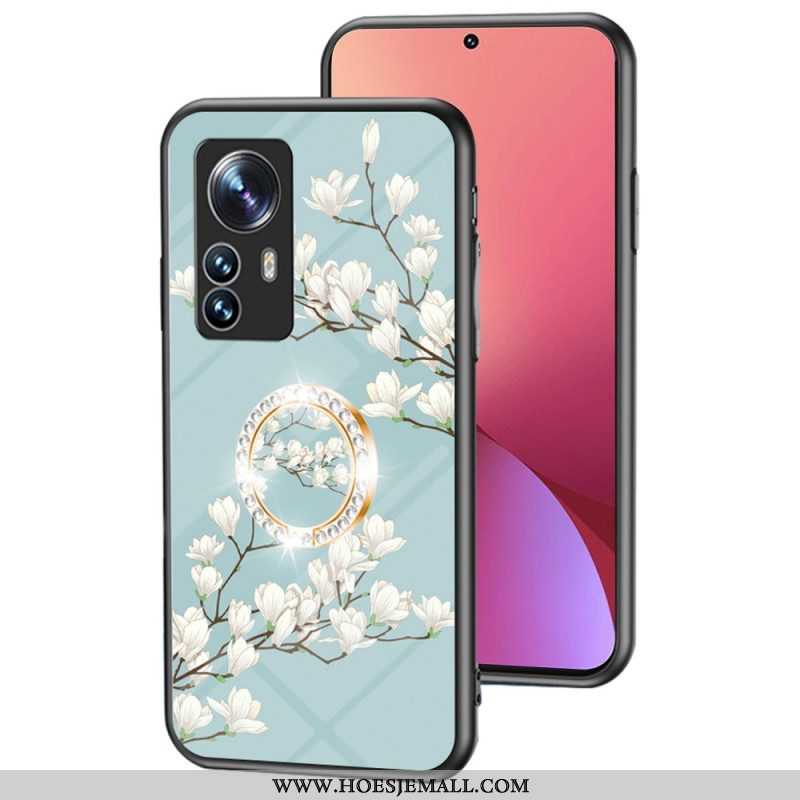 Hoesje voor Xiaomi 12 / 12X Gehard Glas Met Bloemenring