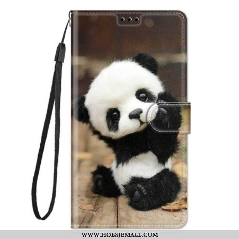 Folio-hoesje voor Xiaomi 12 / 12X Met Ketting Kleine Panda Met Riem