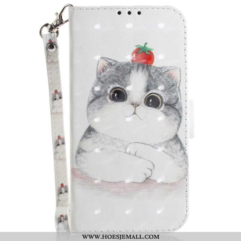 Folio-hoesje voor Xiaomi 12 / 12X Met Ketting String Grafische Kat