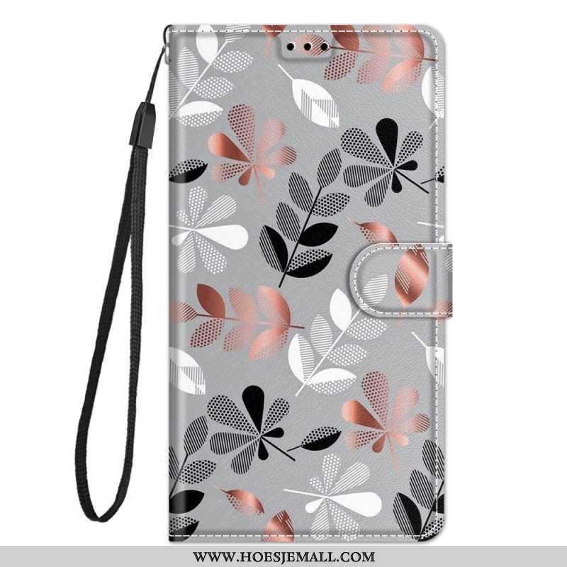 Flip Case voor Xiaomi 12 / 12X Met Ketting Strakke Bloemen