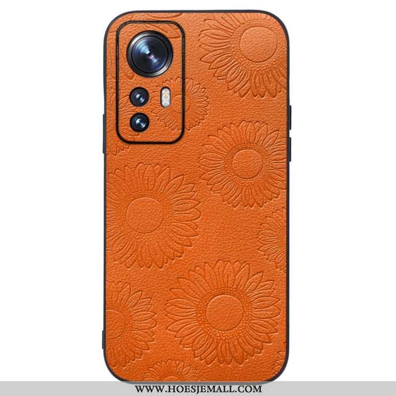 Hoesje voor Xiaomi 12 / 12X Zonnebloemen Van Imitatieleer