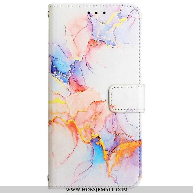 Leren Hoesje voor Xiaomi 12 / 12X Met Ketting Marmer Strippen