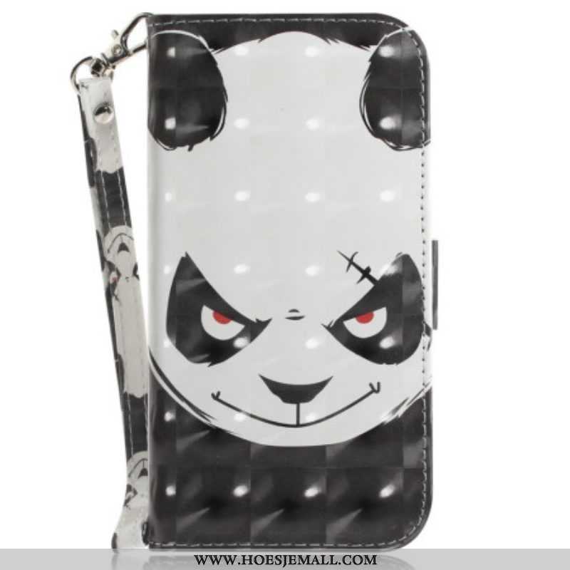 Leren Hoesje voor Xiaomi 12 / 12X Met Ketting Boze Panda Met Lanyard