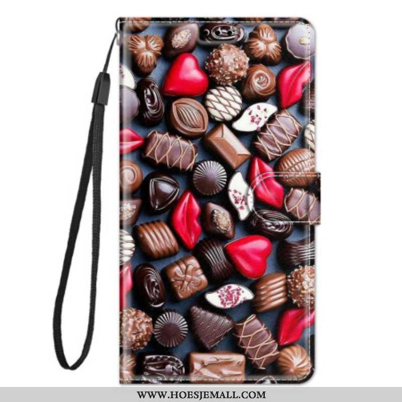 Folio-hoesje voor Xiaomi 12 / 12X Met Ketting Strip Chocolade