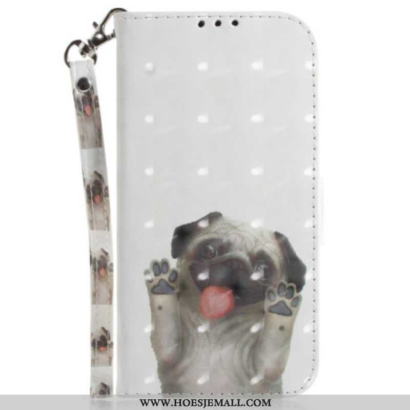 Folio-hoesje voor Xiaomi 12 / 12X Met Ketting String Mopshond