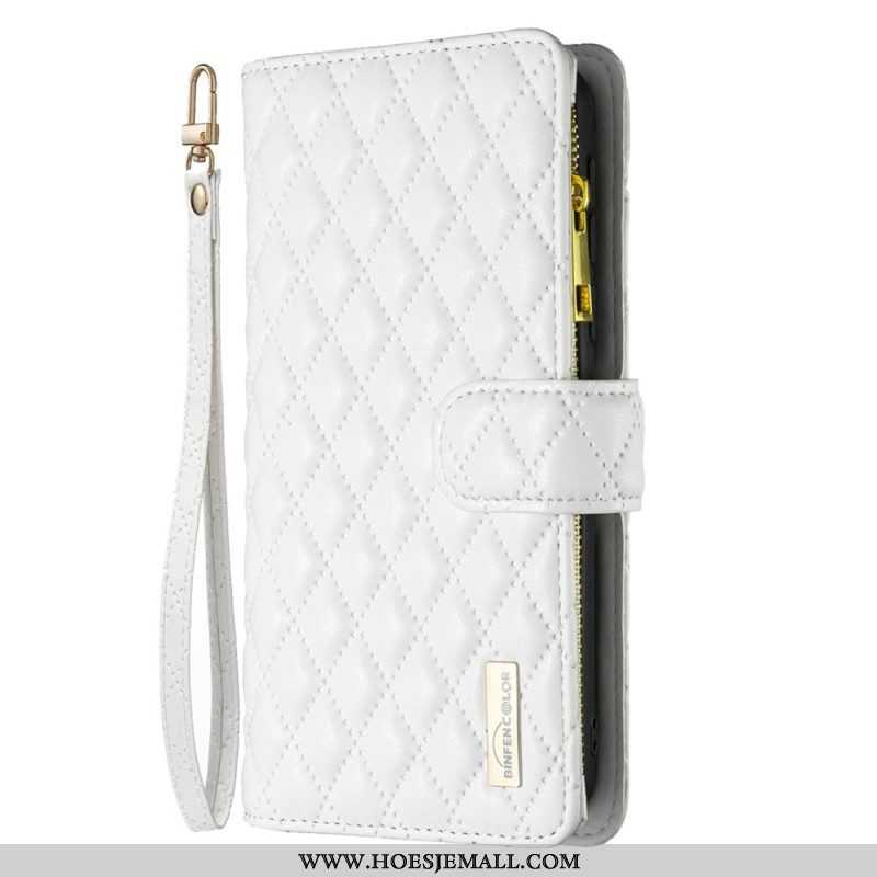 Flip Case voor Xiaomi 12 Lite Met Ketting Binfen Kleurstijl Gewatteerde Bandjes