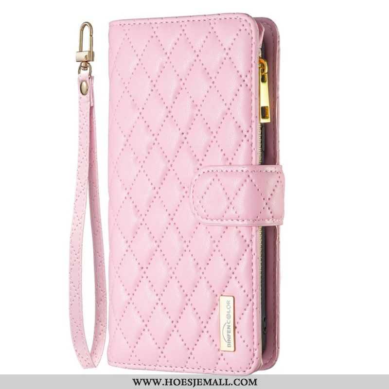 Flip Case voor Xiaomi 12 Lite Met Ketting Binfen Kleurstijl Gewatteerde Bandjes