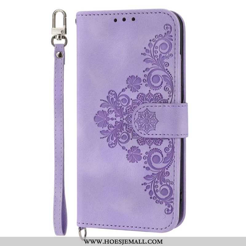 Folio-hoesje voor Xiaomi 12 Lite Met Ketting Bloemen Strappy En Schouderriem