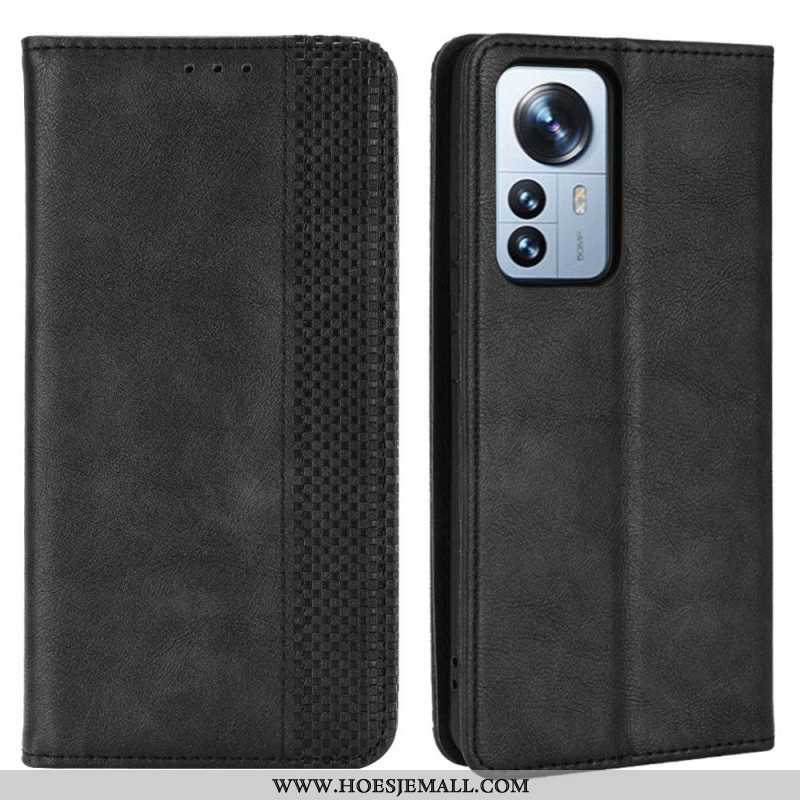 Bescherming Hoesje voor Xiaomi 12 Pro Folio-hoesje Gestileerd Vintage Leereffect