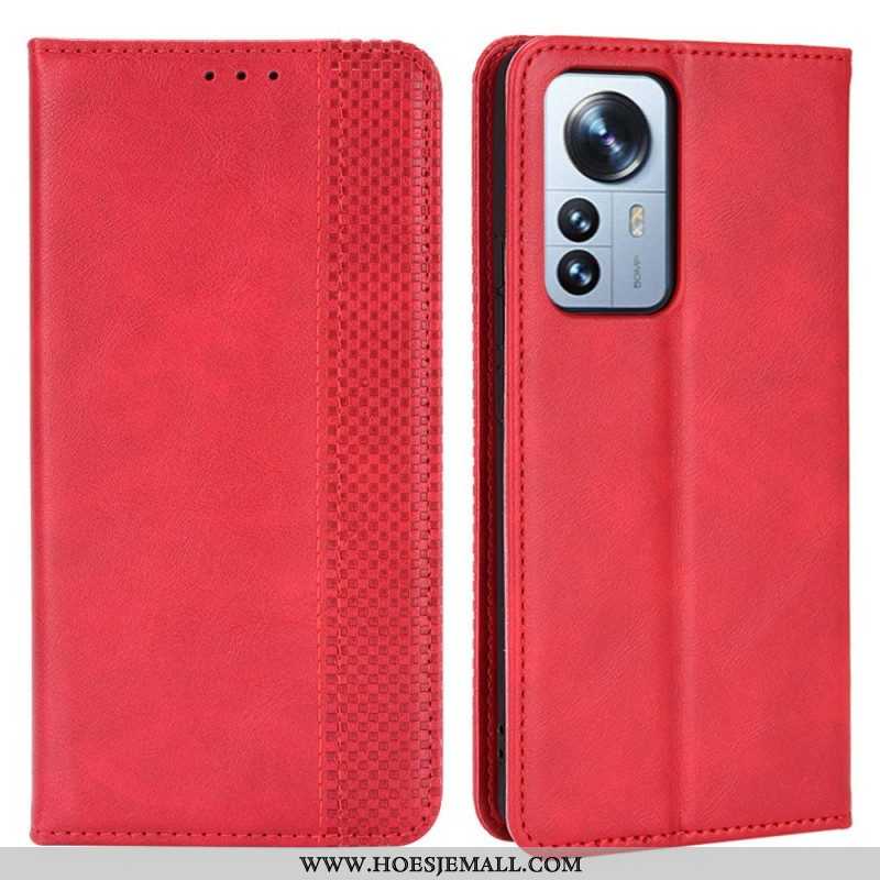 Bescherming Hoesje voor Xiaomi 12 Pro Folio-hoesje Gestileerd Vintage Leereffect