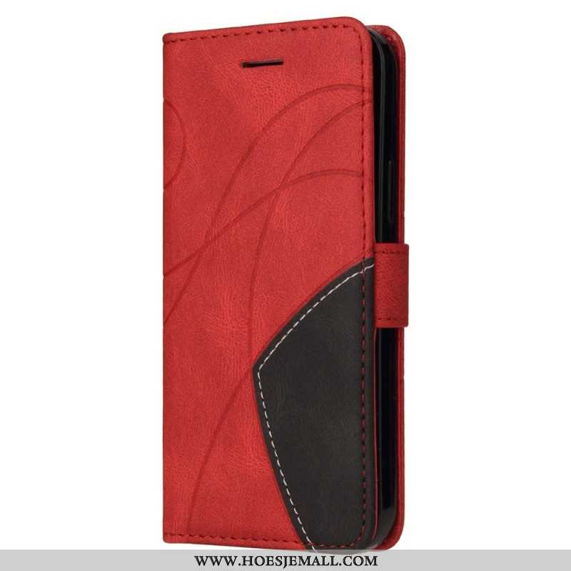 Flip Case voor Xiaomi 12T / 12T Pro Met Ketting Tweekleurige Riem