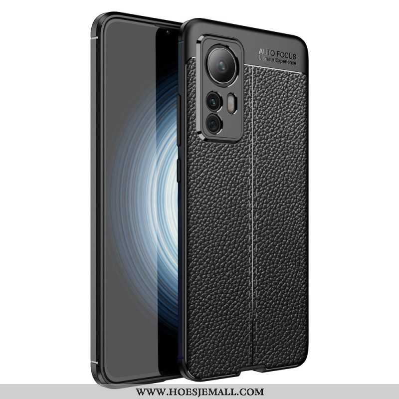 Hoesje voor Xiaomi 12T / 12T Pro Dubbellijnig Litchi-leereffect